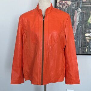 NWOT Handcrafted Moroccan Orange Leather Jacket XL